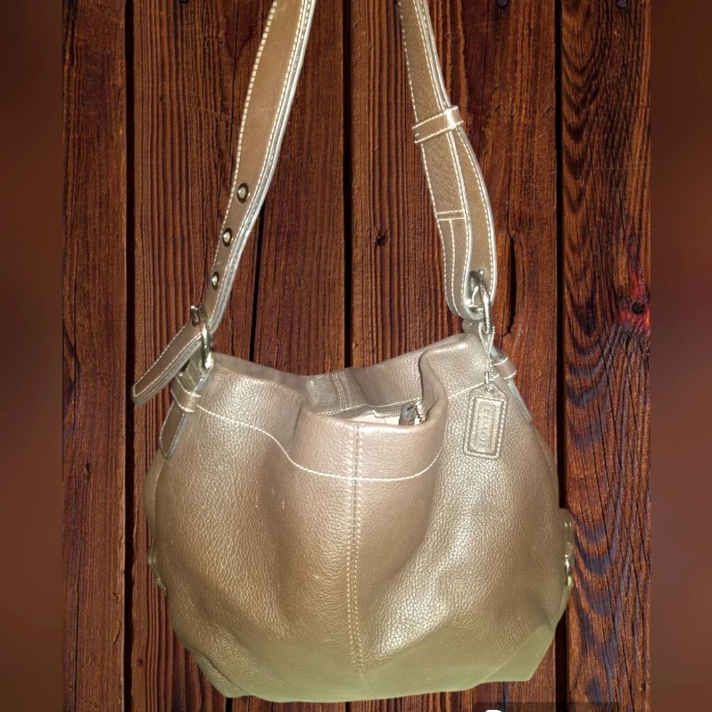 Coach Leather Hobo Shoulder Bag Brown